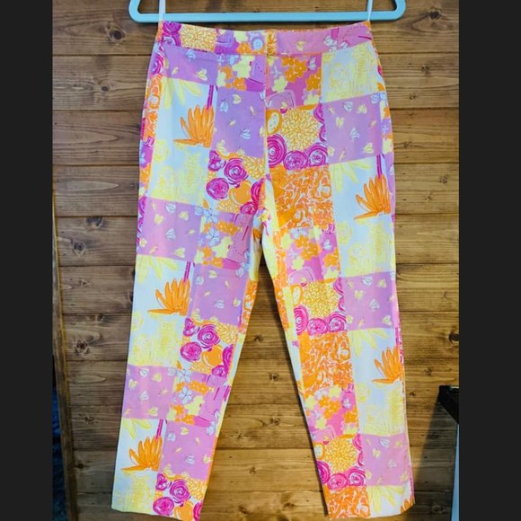 Lilly Pulitzer Pants - Glow in the Dark Patchwork crop pants - RARE! EUC - size 2